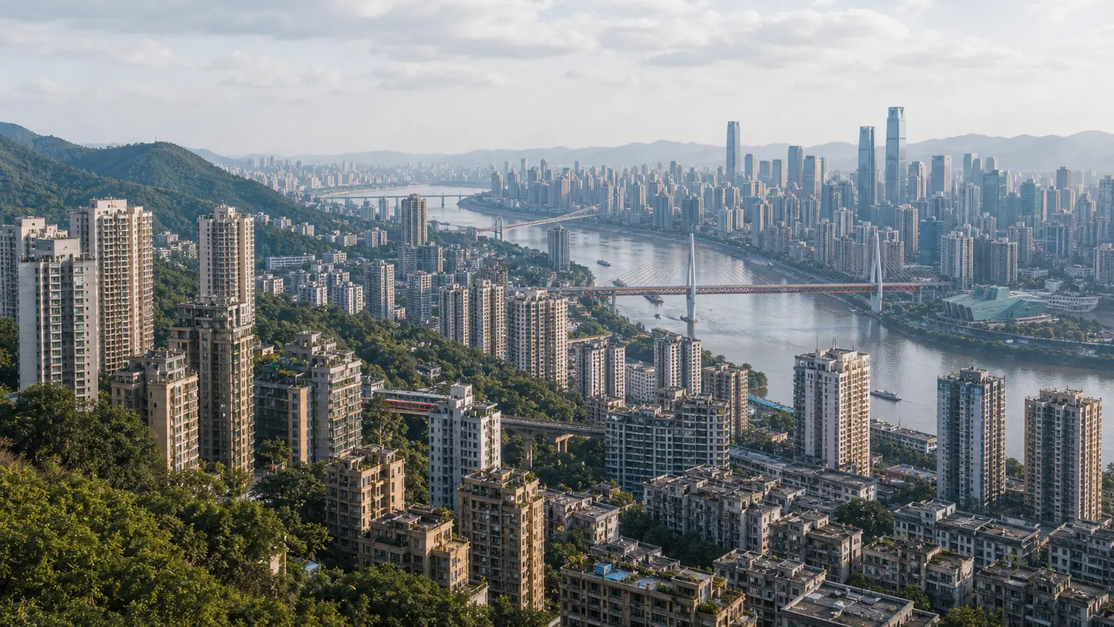 Chongqing apartment prices per sqm 2026 hillside residential skyline